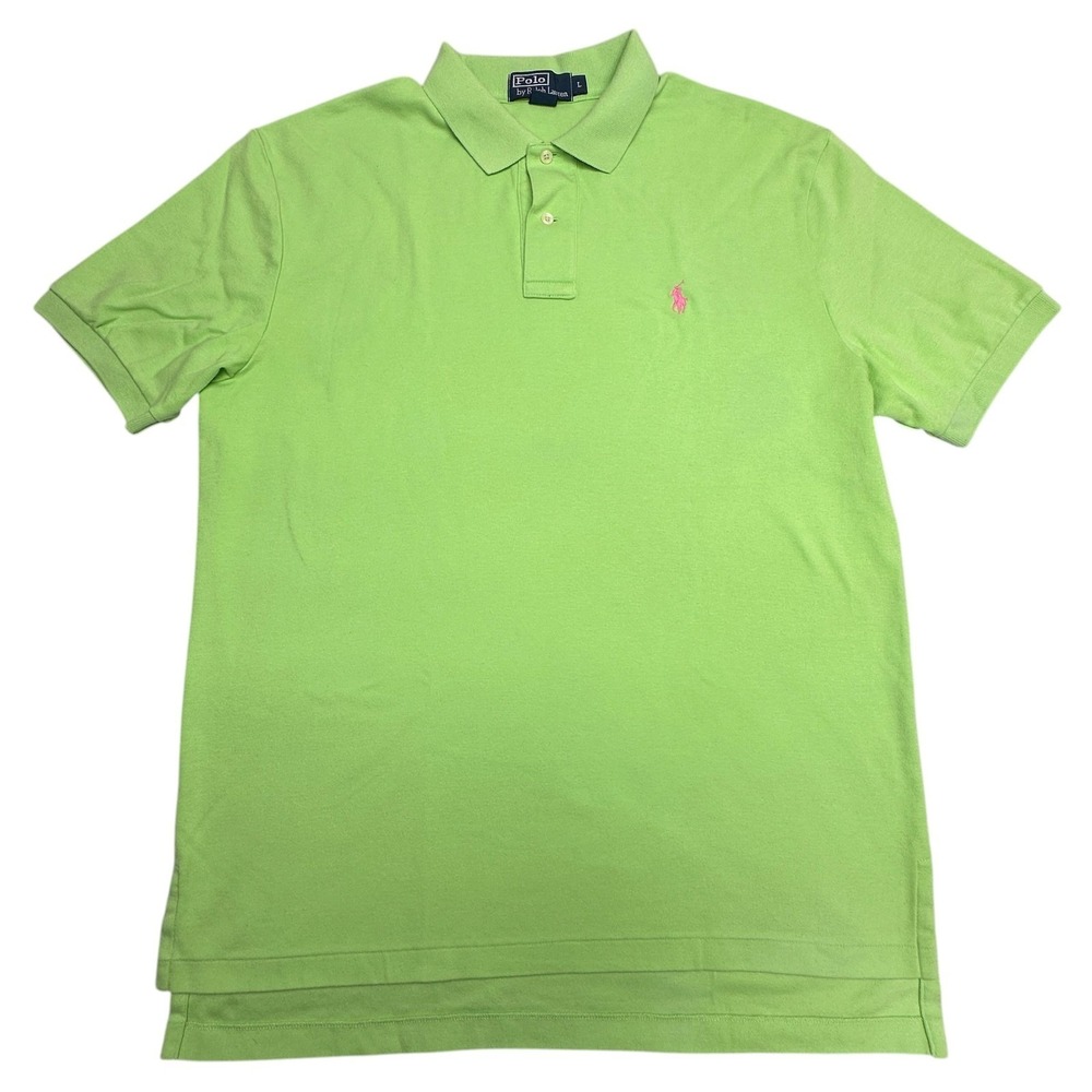 Polo Ralph‎ Lauren Polo Shirt Mens Large Green Pique Pony Logo Short Sleeve
